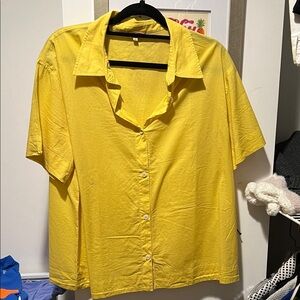 Eberjey Yellow Cotton Short Sleeve Pajama Shirt